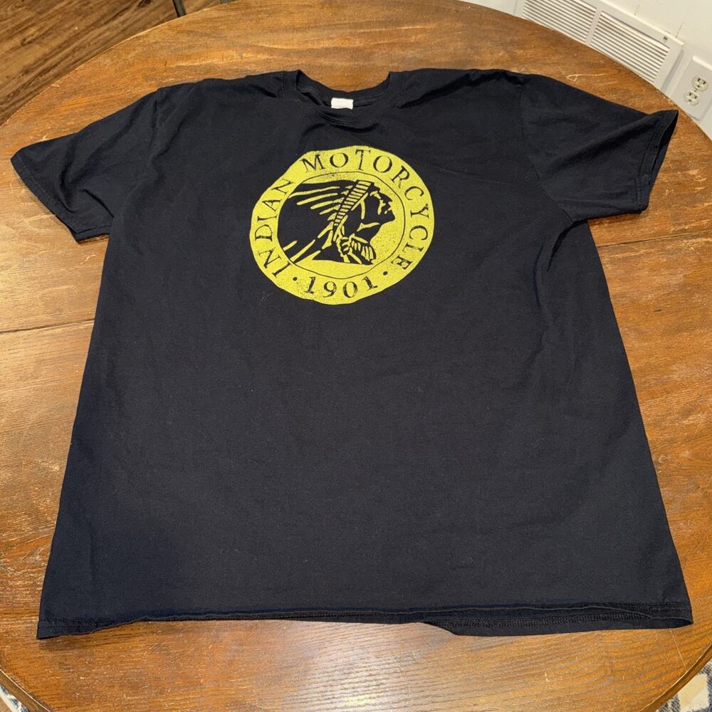 Indian Motorcycle T-Shirt Mens 2XL Black Graphic Logo Tee Biker Ride Marietta GA